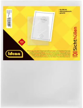 Idena Sichthülle aus Kunststoff genarbt 90µ DIN A4 25 Stück